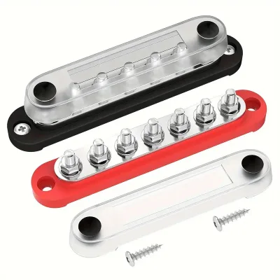 130A Terminal Block 7 Way Battery Connector Positive Negative Bus Bar 130A Terminal Block Battery Fuse Block