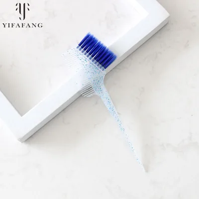 Custom Logo Soft Nylon Barber Hair Dye Brush Blue Glitter Transparent Handle for Tinting and Perm Hair Stylist Beard Brush