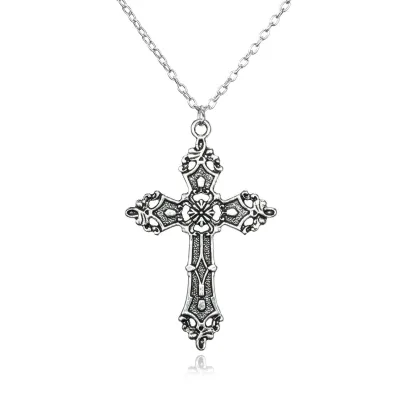 Baroque Cross Charm Retro Bohemian 1980 Madonna Pendant Gothic Necklace