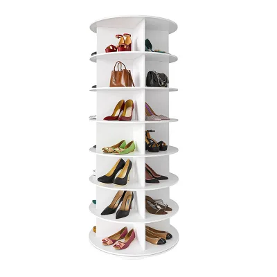 Household 360 Rotation Floor Shoes Rack with Rotating Multi Layers Round Shoes Shelf PVC Shoes Cabinet