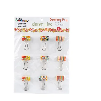 Papercrafting Style 9pk 35*20mm Coloful Printing Binder Clips