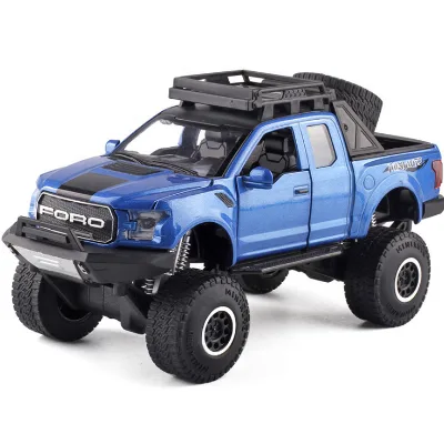 Manufacturer's Alloy Models Simulation Model Car Pickup Truck Four Open Light Pullback Toy Car 1:32 Die Cast Model