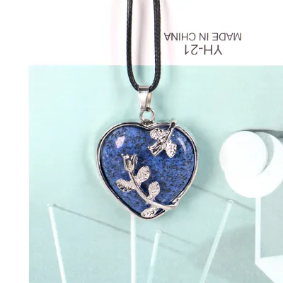 Wholesale Heart Drop Shape Crystal Rose Quartz Pendant High Quality Natural Crystal Healing Stone Crystal Pendant Necklace