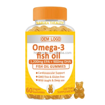 Orange Flavor COQ10 Gummies With Omega 3 Vitamin B3 Zinc Candy Nutritional Supplement