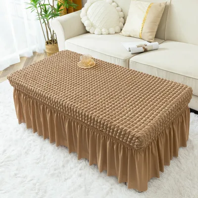 Best Selling Japandi Style 100% Polyester Customizable Coffee Table Cover Bubble Elastic Sofa Slipcovers Solid Living Room