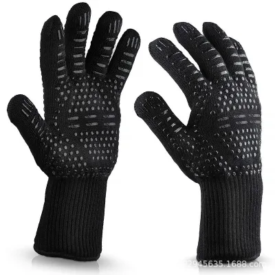 Heat Resistant Thick Rubber Coated Cotton Polyester Anti-Slip High Temperature Cooking Baking Barbecue Gloves by Dibeien