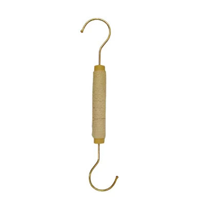 Dual Hook Jute Rope Wrapped Solid Wood Hanger 360 Swivel Anti Rust Metal Hanger for Coats Jackets Bags and Pants Hanger