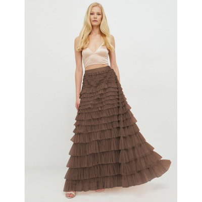 2024 Women's Skirts Elegant Pure Color High Waist Gauze Cake Skirt Puffy Skirt