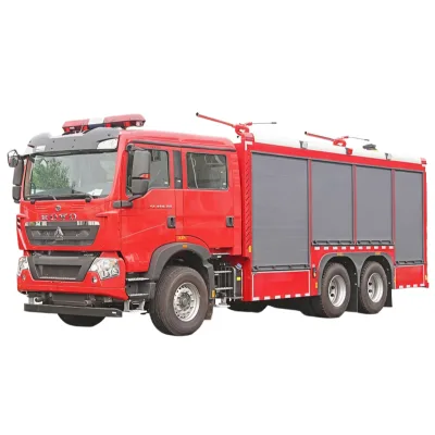 Industrial HOWO Rescue New Diesel 6x4 6-Seater Dry Powder Fire Truck with 4m Tank 3001-5000L Capacity | ABC Powder Fire Tender
