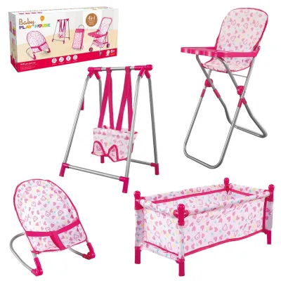 Newly Design 4 in 1 Wholesale Baby Doll Rocking Car Rocking Chair Stroller Girl Role-playing Set Pretend Children's Toys