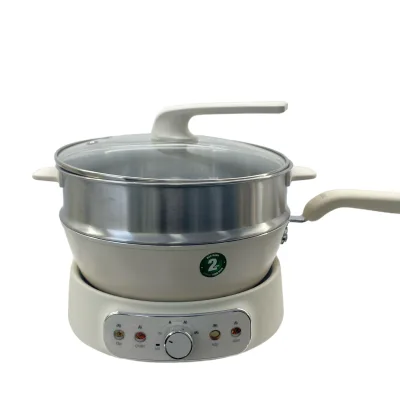 Lightweight 4L Stainless Steel Electric Wok Pan 2000W Multi-Cooker Detachable Steamer U.S. Hexagonal Coating Household Hotel