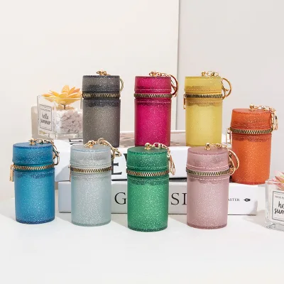 2024 Fashion Sweet PVC Cosmetic Bag Colorful Glitter Lipstick Coin Purse Keychain