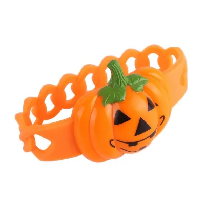 Halloween Pumpkin Light Bracelet Fidget Toy IP65 Waterproof Dimmable Silicone Party Favor Supplies Children Kids Boy Girl Glow