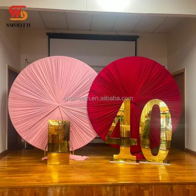 SMOOTH Red pink Fabric Wedding Backdrop Outdoor Ceremony Stage Background Pleated Cloth Fan Decor for Wedding Event Party