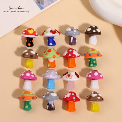 17*20mm Fancy Colored Heart Star Mushroom Beads for Jewelry Making Keychain Pendants