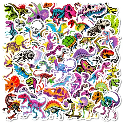 56PCS Trendy colorful animal dinosaur skeleton dino bone sticker