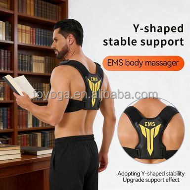 Professional EMS Massage Belt for Back Extension & Humpback Correction-Rechargeable Posture Support with Shoulder Opening