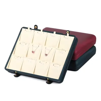 Leather Jewellery Box Display Trays for Ring Necklace Earrings Showcase With Blue Red Green Colors to Be Alternative