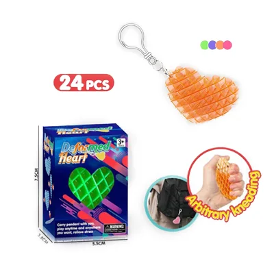 24Pcs 4-Colour Fidget Love Stretch Mesh Keychain Toy Magic Stress Relief Pressing Toy Dollartoy Free Shipping Item for Girls