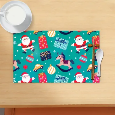 Customized Rectangular Placemat Festive Cartoon Table Mat for Home Party Decor Dining Room Mats Pads
