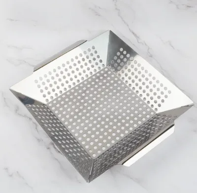Square Stainless Steel Perforated Grill Pan Vegetable Baking Tray Outdoor BBQ Tools