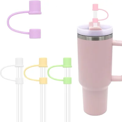 Simple Silicone Straw Tips Cover,Reusable Drinking Straw Tips Lids, Dust-proof Straw Plugs for stanley Cup Cover Decoration