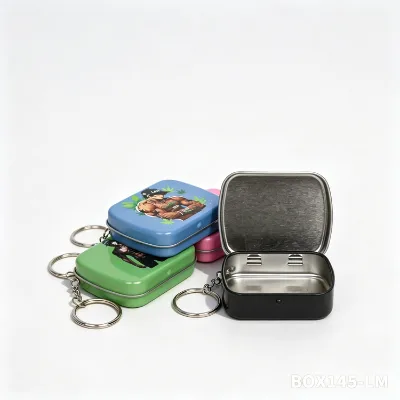 Wholesale Custom logo Mint Packaging Tin Can Tinplate Cigarette Case Customized Printed Small Mini Metal Keychain Mint Tin Box