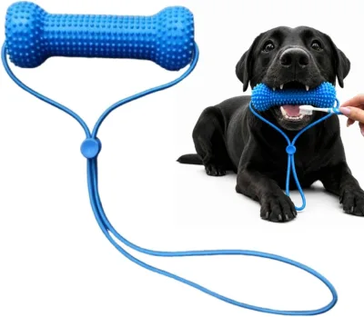 TPR Dual-Action Dog Dental Chew Toy-Teeth Cleaning & Oral Care for Small/Medium/Large Dogs Simple Style Reusable (1Pcs)