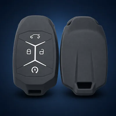 Charcoal Grey Food Grade Silicone Key Fob Cover for Lynk Co 01 02 03 4-Button Smart Key 1.8mm Shockproof OEM ODM MOQ 1PC