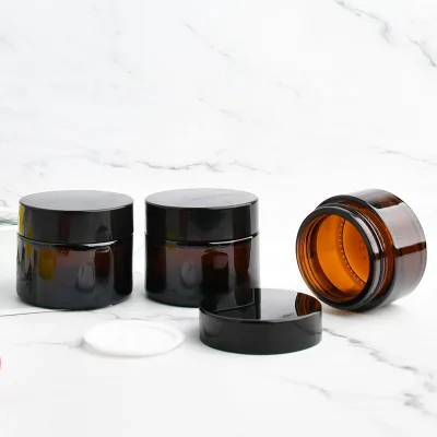 Hot Sale Amber Glass Jar Anti-light 50ml Cosmetic Jars Face Cream Packaging Bottle