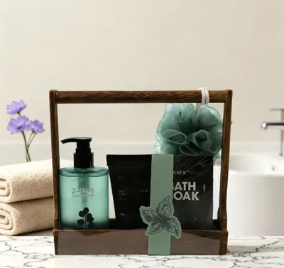 OEM Self Care Organic Natural 2 In1 Body Wash & Shampoo Moisturizing Cream Bath Salts Gift Set  for Men