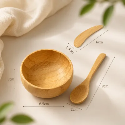 Wholesale Bamboo Face Mask Bowl Set Eco Friendly Mixing Bowl Spoon Cosmetic Spatula Applicator for DIY Skincare Beauty Tools