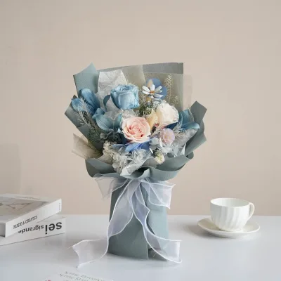 Every Love Natural Preserved Rose Bouquet of Flowers for Gifts Handmade Bouquet De Fleurs Forever Real Preserved Flower Bouquet