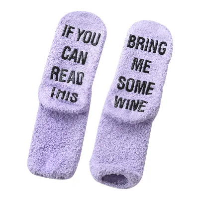 Oem Custom White pink Adults Ladies Women Pretty Fuzzy Winter Warm Microfiber Crew Socks With Anti slip Hearts Grip for Sleep