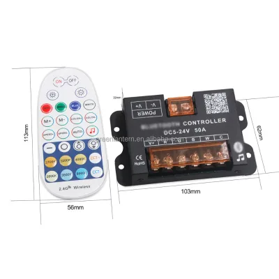 RGB CCT RGBCW Led Strip Light Controller 5-in-1 5CH 50A 600W DC5V-24V RGB+CCT Lights Remote Smart App Controller