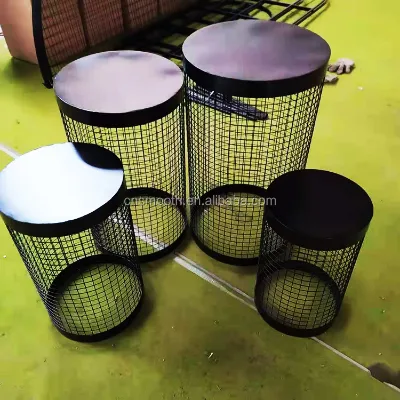 Smooth Wedding Events Decorative Round Metal Black Wire Mesh Plinth for Wedding