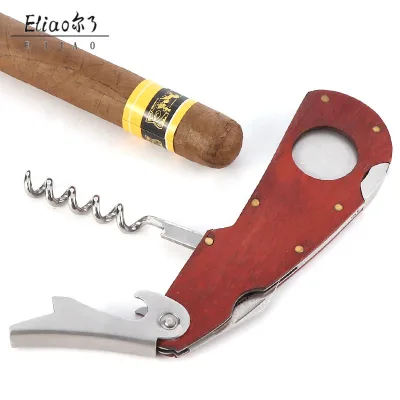 Yiwu Eliao Unique Design Bubinga Cigar Scissors Multifunctional Stainless Steel Cigar Cutter Super Level Cigar Knife