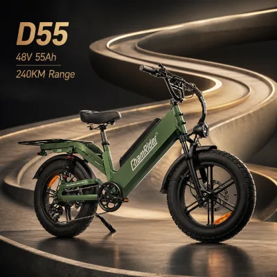 Chamrider D 55 48V 55Ah Monster Battery 240KM Range 80Nm Torque Dual Suspension Waterproof Adult Food Delivery Electric Bike