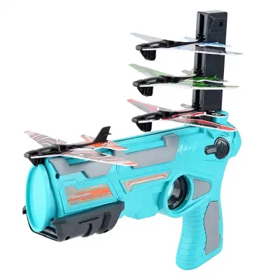 Hot-selling Children's Internet-famous Plastic Airplane Launcher Hand-thrown Ejection Gun Glider Model Toy for 0-24 Months