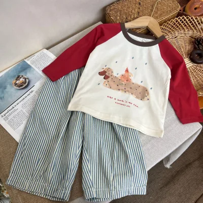 Spring and Autumn 2025 Children's Japanese Classic Joker Striped Pants Baby Kindergarten Spring and Autumn Casual Pants