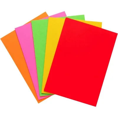 Bright Color Paper Colorful Cardstock -A4 Neon Cardstock Paper, Fluorescent Card Stock Rainbow Colors Paper
