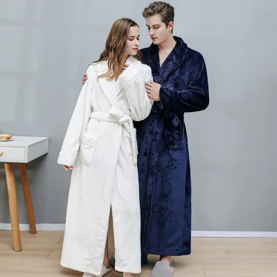 Women Sexy Robe Wholesale Soft Warm Spa FLANNEL Luxury Couple Bathrobe Set With Customization Logo