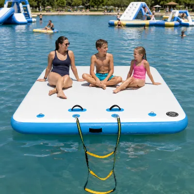 Modular Inflatable Dock System with Expandable Sections for Private Marinas Resorts and Lake Houses
