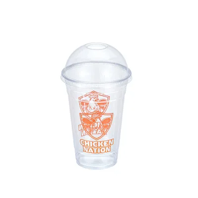 Eco-friendly Clear Disposable PET Plastic Cups with Strawless Lid for Smoothies and Bubble Tea