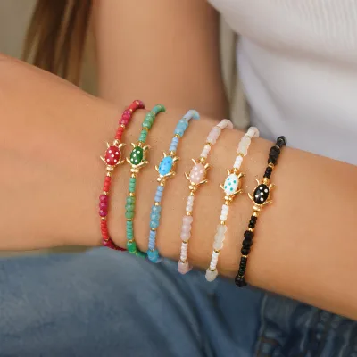 New Design 6Pcs Glass Miyuki Bead Sea Turtle Bracelet Stack Bohemian Hippie Style Handmade Cord Wrap Bracelet