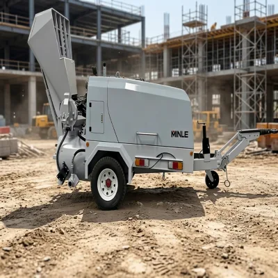 Minle Brand Semi-dry Mortar Pump Equipped with Material Storage and Mixing Bin