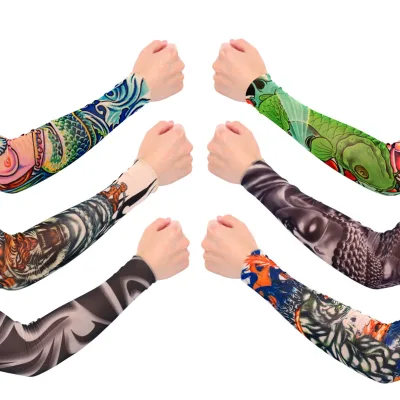 Skin-friendly Cycling Cool Sport Arm Sleeves Breathable Seamless Compression Nylon Tattoo Arm Sleeve