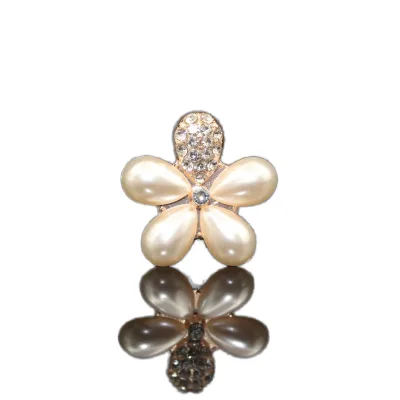 New Korean-Style Pearl Rhinestone Five-Petal Flower Eco-Friendly Garment Hair Accessory Brooch Pendant Mobile Phone Beauty DIY