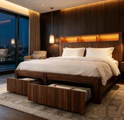 Best Seller Bed Frame with Headboard and Storage Drawers, Queen Bed Frame with LED Light and Charging Port