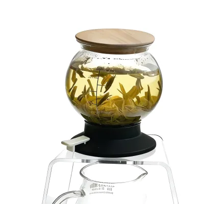 High Borosilicate Glass Pressing Type Tea Infuser Pot Lid Dried Flower Tea Heat Resistant Beautiful Visual Brewing Home Kitchen